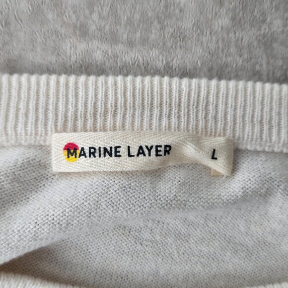 Marine Layer Sunset Pullover Sweater L Colorblock Cotton 70s Retro Long Sleeve - Picture 8 of 14